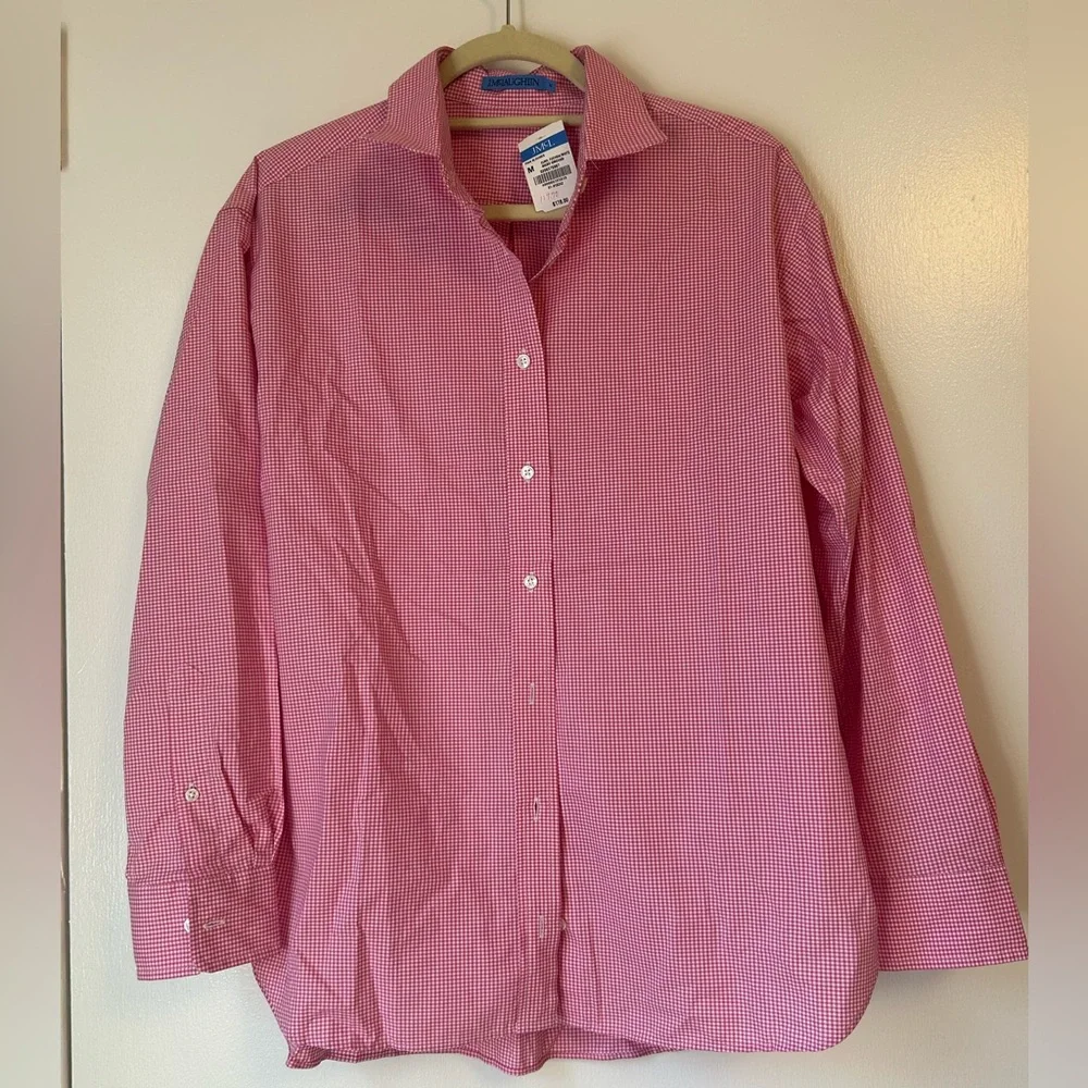 J.McLaughlin fuschia/white gingham shirt - Picture 3 of 9